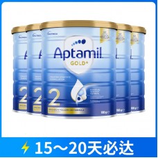 【快线】【新西兰直邮包邮】Aptamil 爱他美 金装2段 900克x6罐/箱（6-12个月）【新旧包装混发】【收件人身份证必须上传】【新疆、西藏、内蒙古、青海、宁夏、海南、甘肃，需加收运费】